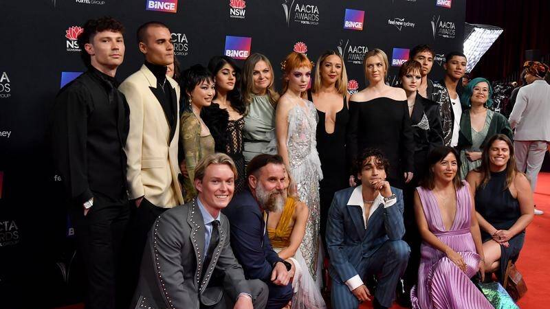 The cast and crew of the Heartbreak High reboot at the AACTA awards red carpet. Picture by Bianca De Marchi/AAP PHOTOS