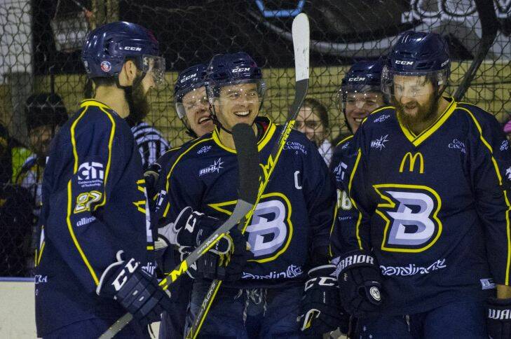 Sport
CBR Brave vs Adelaide Adrenaline at Phillip Ice Rink.
Brave celebrate a goal
22 July 2016
Photo by Rohan Thomson
The Canberra Times Photo: Rohan Thomson