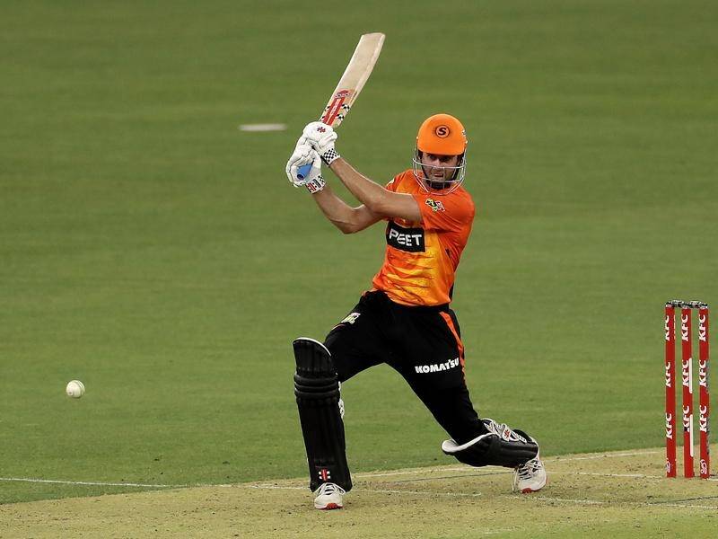 Kurtis Patterson en route to a decisive 55 for the Scorchers in their BBL win over Brisbane Heat.