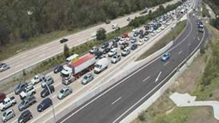 Traffic grinds to a halt on the Pacific Motorway at Coomera. Photo: Supplied
