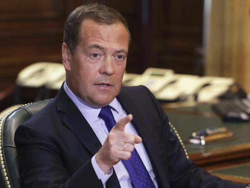Dmitry Medvedev backs Ukraine separatists to hold referendums on joining Russia. (AP PHOTO)