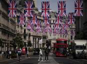 Patriotic bunting is up in London's Regent Street as people pepare for the Queen's Platinum Jubilee.