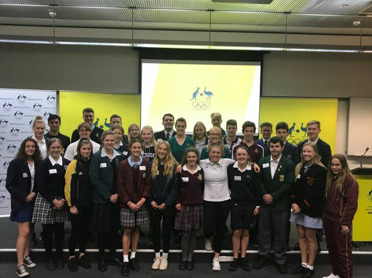 Olympic boxer Shelley Watts presented school students with the Pierre de Coubertin Award at the AIS on Wednesday.