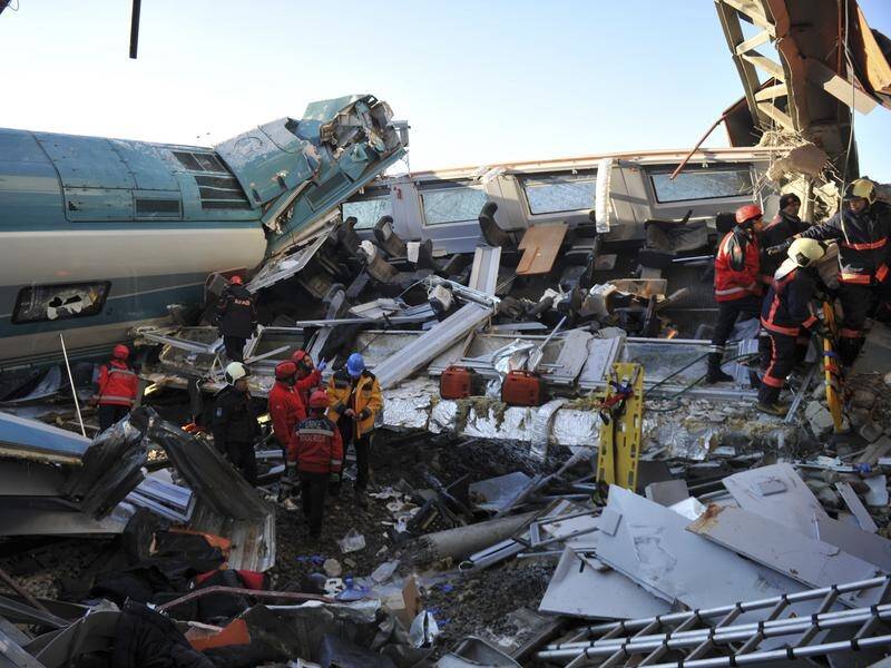 Rescue workers have continued to search wreckage after the train disaster in Ankara.