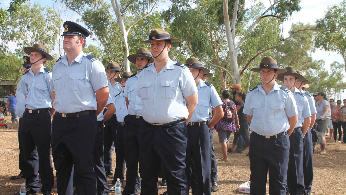 STANDING PROUD: The Mount Isa Air Force Cadets stand proud at the Anzac Day Parade.