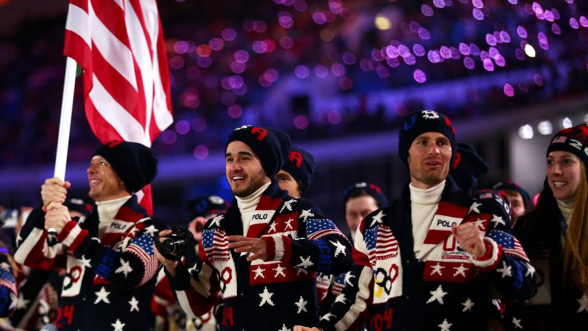 The United States Olympic team enters the Opening Ceremony of the Sochi 2014 Winter Olympics at Fisht Olympic Stadium. Picture: Getty