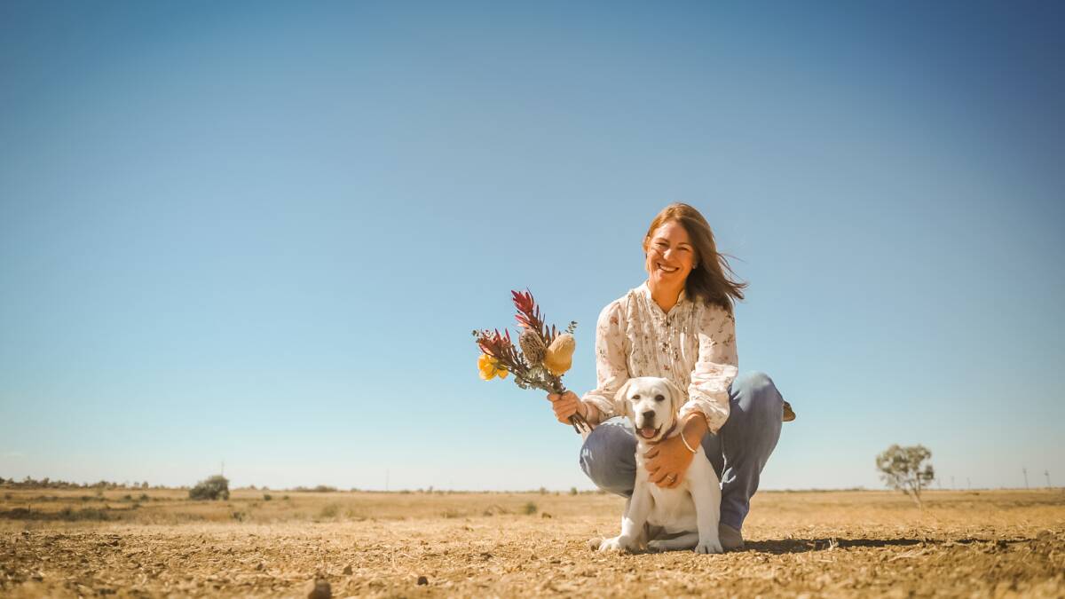 McKinlay mayor and mother of two, Madeline, eight, and Liam, three-and-a-half, Belinda Murphy, has started a flower business. Photo - Kelly Butterworth. 