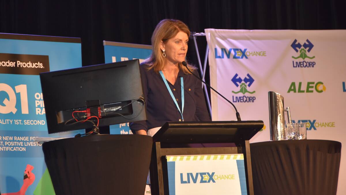 North Queensland Livestock Recovery Agency board member Tracey Hayes addresses the LIVEEchange conference in Townsville.