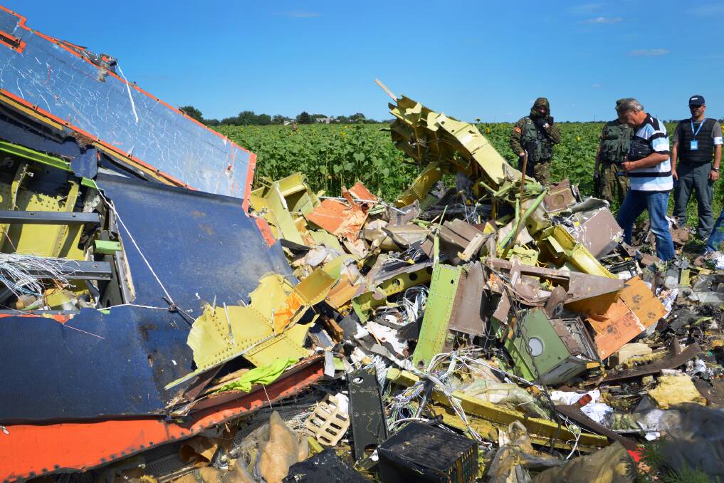 The wreckage of Malaysia Airlines flight MH17 after it was shot down over Ukraine on July 17, 2014. Picture by AFP