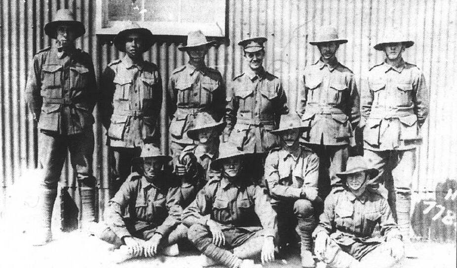 ANZAC:Peter Craigie (back row second from the left) before leaving for France in 1916. 