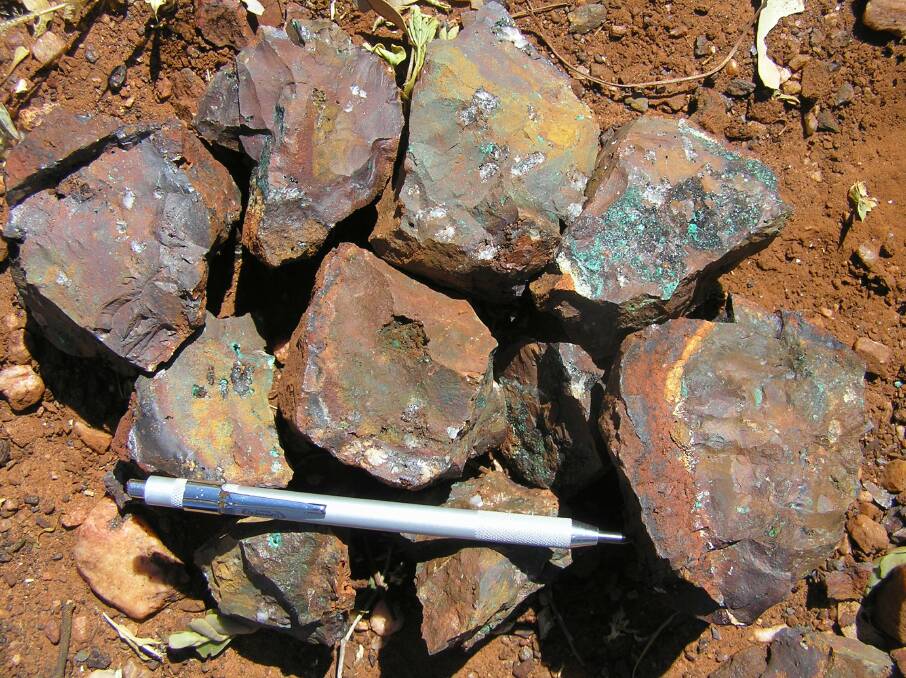 Minotaur's copper enriched rocks from Highlands project. Picture: supplied. 