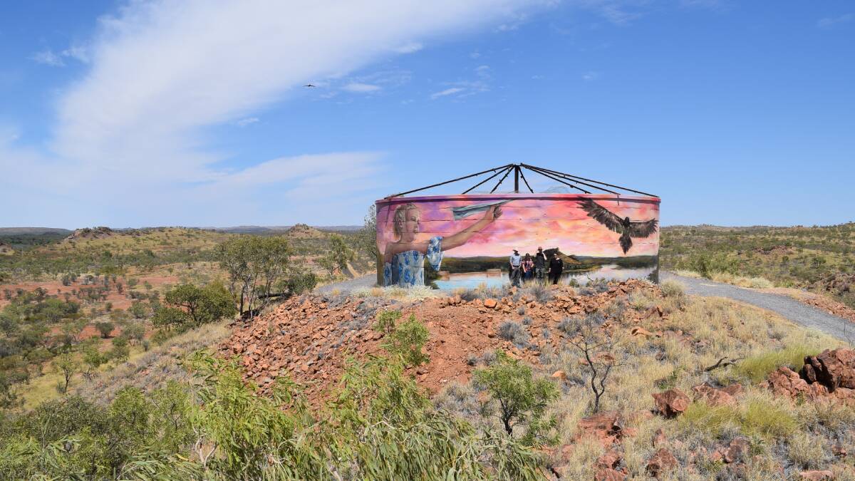 VANTAGE POINT: The mural stands high in the landscape and can be seen for miles around. Photo: supplied by Cloncurry Shire Council.