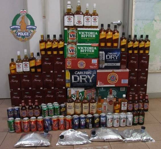 SNARED: Northern Territory police have seized about 200 litres of booze being run from Mount Isa to Tennant Creek. Picture: NT Police file. 