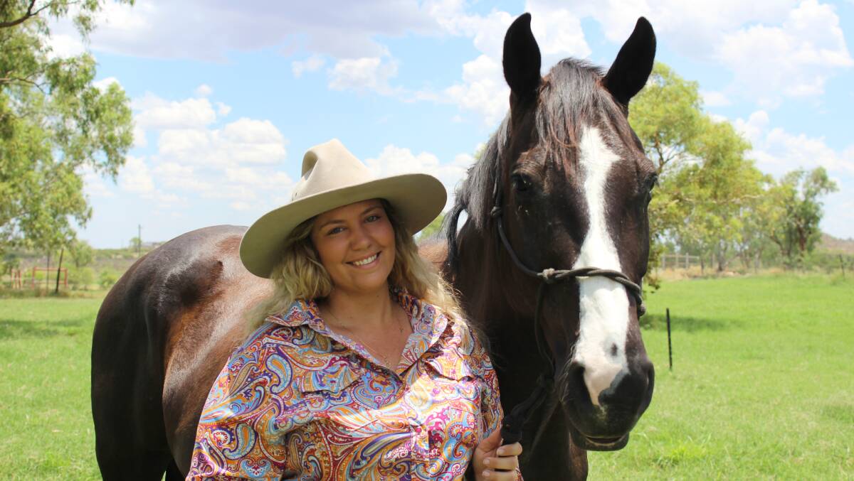 2018 Mount Isa Mines Rotary Rodeo Queen Beck Hodshon and her horse Cheques. Photo: Samantha Walton