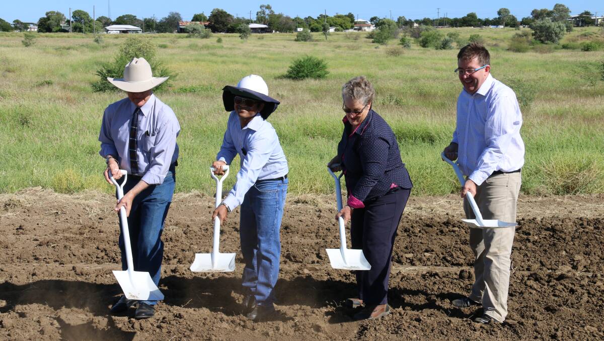 INLAND LAKE: Shovels were pitched and ready to go in Hughenden earlier this year with Bob Katter, Hari Boppudi, Jane McNamara and James McGrath. 