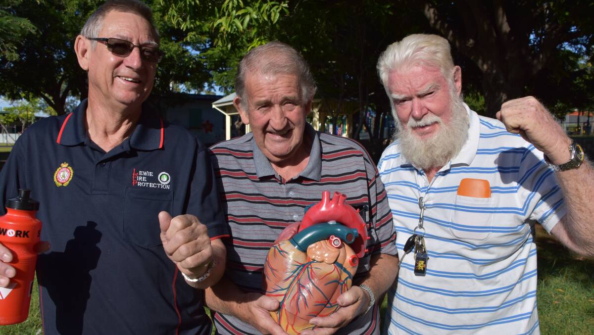 HEART LOVE: Steven Young, Leo Twomey and Peter Bacon joined the community walk in support of Heart Week on Monday. Picture: Lydia Lynch. 