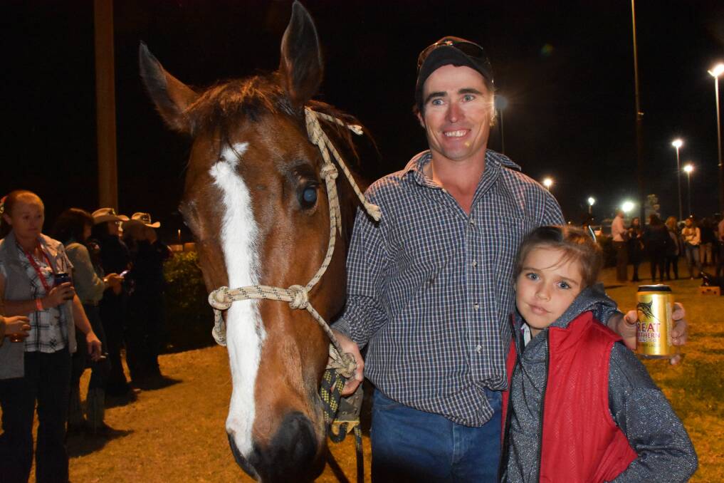 FAST: The 2018 Mailman Express winner Georgie Girl with jockey Charlie Prow and his daughter Billie. 