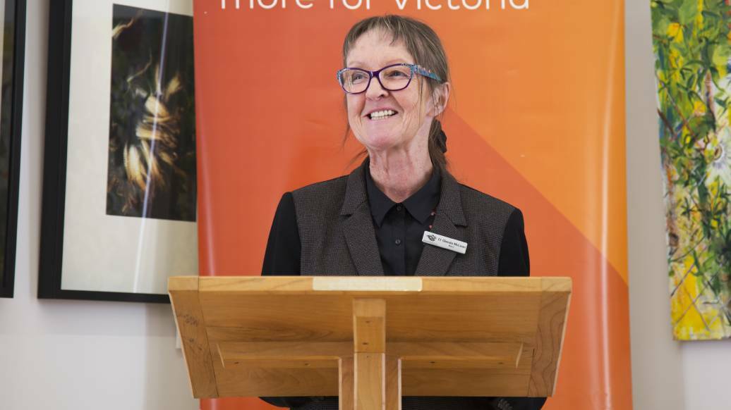 Ararat Rural City Council mayor Glenda McLean at the reopening of Willaura Railway Station on March 22. This was the last time some councillors saw the mayor in person. Picture: Ararat Advertiser.