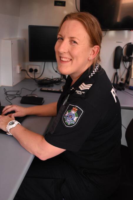 Sgt Scott encourages young girls to consider a career with the police. Picture: Lydia Lynch. 