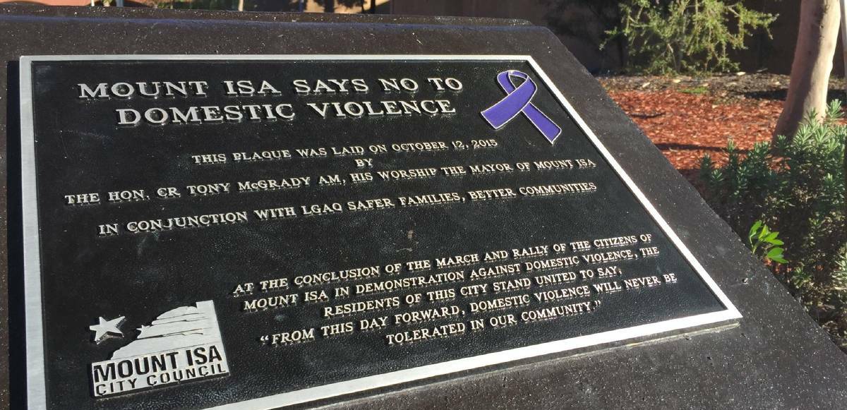 AWARENESS: A plaque installed in West Street states that the Mount Isa community does not condone domestic violence.