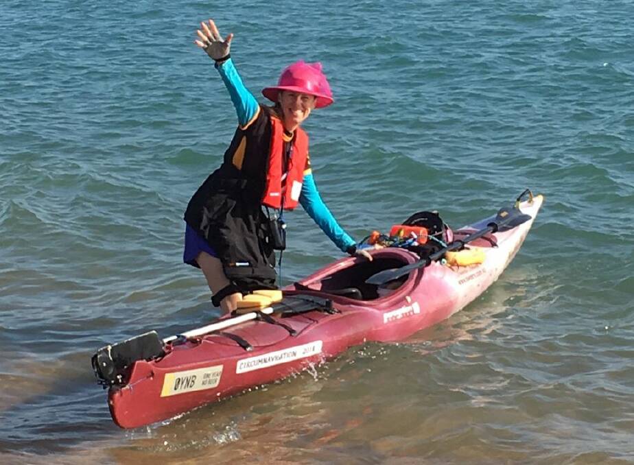 GO GIRL: Lyn Battle has been living on Sweers Island for 30 years and this month became the first person to circumnavigate it non-stop in a kayak. Picture: supplied. 