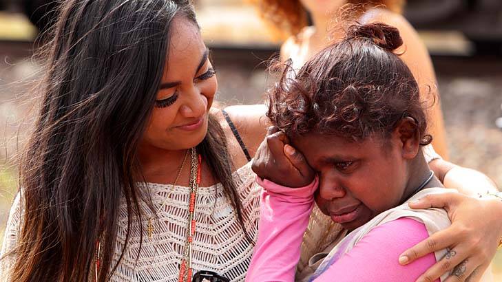 Reconnecting ... Jessica Mauboy with a fan in the outback. The singer has been discovering more about her Aboriginal heritage.