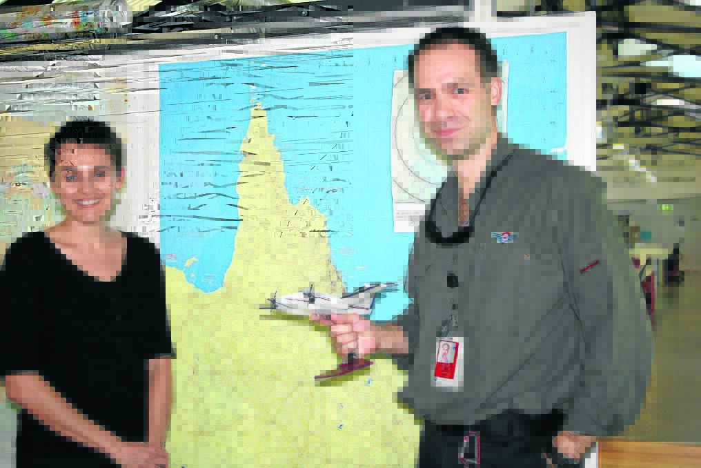 COVERING GROUND: Dr Alex Markwell at the Mount Isa RFDS Base with medical officer of RFDS, Dr Jason Coventry. - Picture: LIZ MACINTYRE/5628
