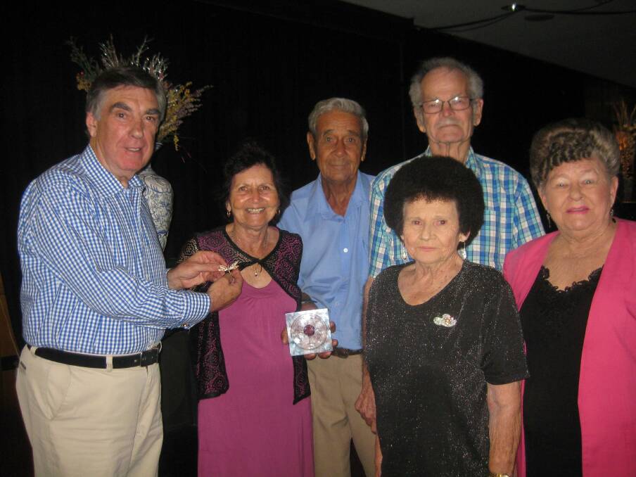 HARD WORK REWARDED: Mount Isa Mayor Tony McGrady presents the Friends of Leukemia award to Edna and Ben Trindle, along with Leukemia Foundation members Chick Williams, Joyce Neilsen, and Kathy Swift. - zz