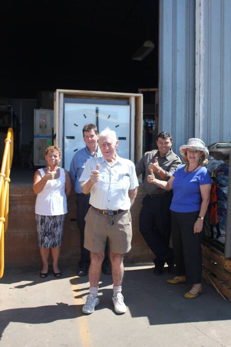 OVERJOYED: Town clock supporter Bob Keoghan (front) with his team of helpers (from left) Naomi Lindenberg, Peter Browne, Michael Grimaldi and Alison Bohannan. - Picture: LAURA MARSHALL/1089.