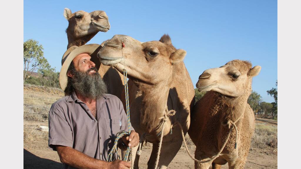Ashley Huskisson with camel friends Yamaha, Fourex and Jessie.